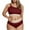 Red-28, variant on Lopeceal Women's Ribbed Contrast High Waisted Tummy Control Bikini Set Spandex Swimsuit 2 Piece