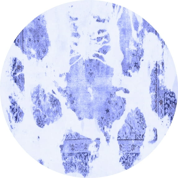 Ahgly Company Indoor Round Abstract Blue Modern Area Rugs, 3' Round