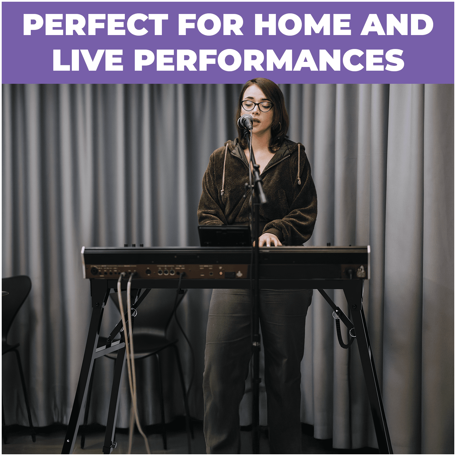 Liquid Stands Collapsible Piano Keyboard Stand - Adjustable and Portable Heavy Duty Music Stand for Kids & Adults - Fits 54-88 Key Electric Digital Pianos - Sturdy Musical Keyboard Table
