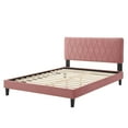 thumbnail image 3 of Platform Bed Frame, Twin Size, Velvet, Pink, Modern Contemporary Urban Design, Bedroom Master Guest Suite, 3 of 10