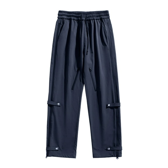 XUNKUSGA Cargo Pants for Men Wide Leg Baggy Parachute Pants Lightweight Elastic Waist Mens Sweatpants Leisure Fashion Side Zipper Detail Sweatpants
