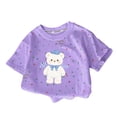 thumbnail image 5 of ITSAME Cotton T-Shirt for Girls Cartoon Print Crewneck Short Sleeve Summer Loose Casual Tops Purple Size 1-2, 5 of 6