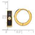 thumbnail image 4 of Auriga Stainless Steel Yellow IP-plated with Black Enamel and CZ 5mm Hoop Earrings for Women, 4 of 6