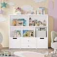 thumbnail image 5 of Homfa Kids Toy Storage Organizer, 5 Cubby Children Bookcase and Bookshelf with 4 Drawer on Wheels for Playroom, White, 5 of 7