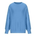 thumbnail image 3 of Oversized Sweater for Women Solid Color Round Neck Knitted Long Sleeve Loose Pullover Jumper Plus Size Winter Tops(Light Blue,XXXXL), 3 of 4