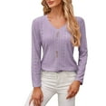 thumbnail image 2 of HLKJKLS Long Sleeve Shirts For Women V Neck Long Sleeve Loose Button Top Polyester Spandex Casual Purple S-Xxl, 2 of 8