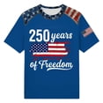 thumbnail image 4 of WAYUTE Women'S T-Shirts Us National Flag Pattern 250 Years Of Freedom Letter Print Short Sleeve Crew Neck For 4Th Of July Beach Lounging Versatile Tees,Blue,Xxxxl, 4 of 4