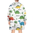 thumbnail image 2 of Wearable Oversized Blanket,White Dinosaurs Palms Names Pattern Wearable Blanket Hoodie for Adults,Cozy Hooded Blankets with Super Pockets,Super Warm Fuzzy Pullover for Women & Men, 2 of 6
