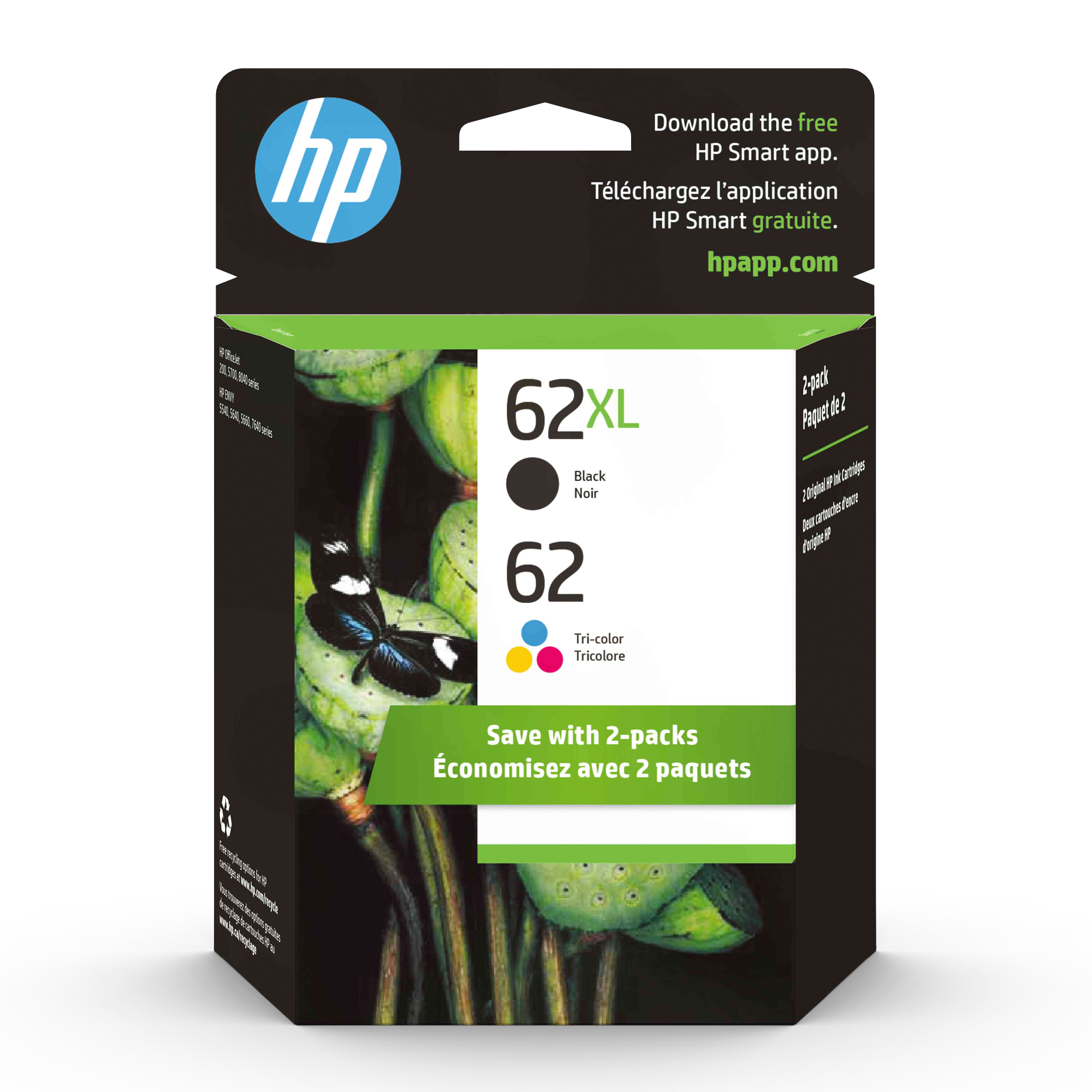 HP 62XL Black and 62 Tri-Color Ink Cartridges Combo photo 1