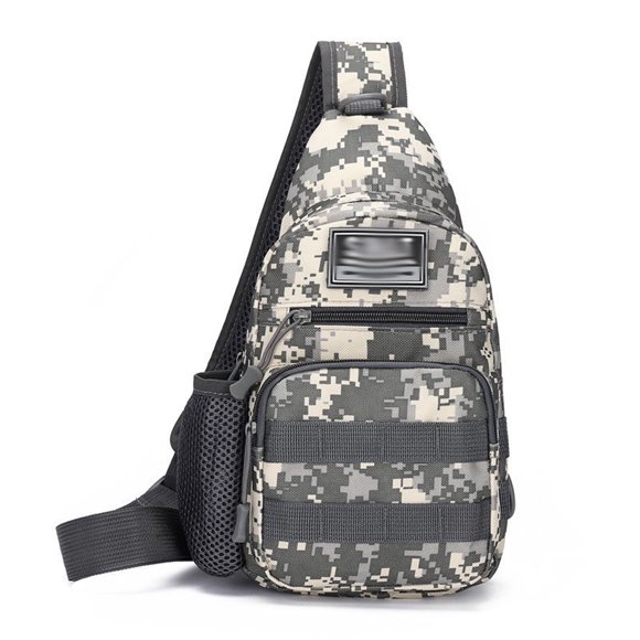 Bolso de pecho para viajes al aire libre para hombres: bolso de pecho táctico de campo con camuflaje de tela Oxford