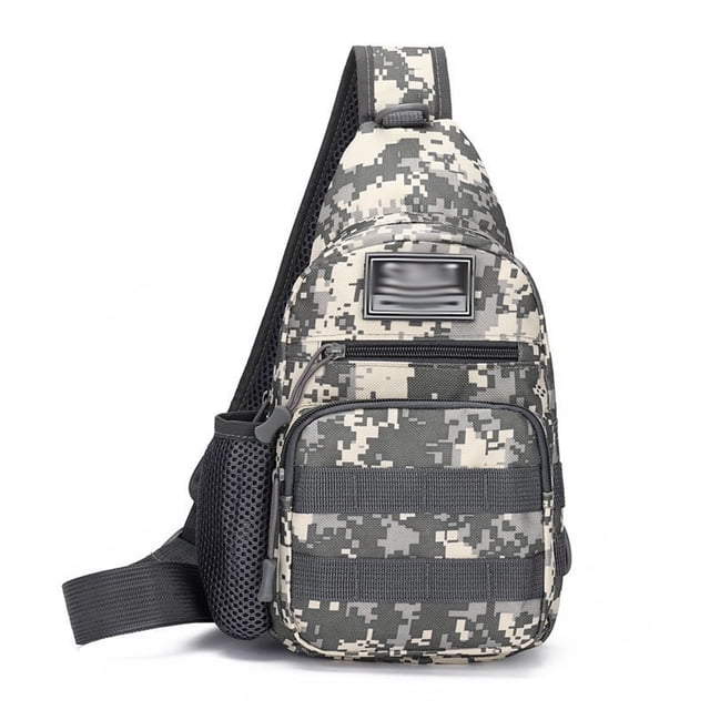Bolso de pecho para viajes al aire libre para hombres: bolso de pecho táctico de campo con camuflaje de tela Oxford