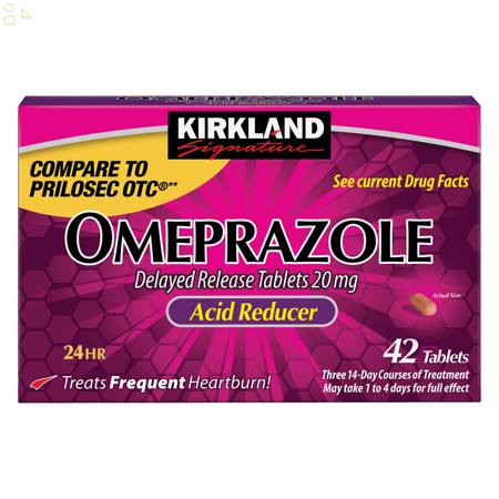 KS Omeprazole 20 Mg., Antacid, Acid Reducer 42 Tablets | Compare to Prilosec OTC® Active Ingredient