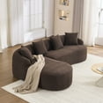 thumbnail image 4 of Newest Full Compression Sponge L-Shape Sectional Sofa with Curved Chaise, Brown Modular Chenille Couch, 30D High-Density for Apartment Living Room900 lbs., 4 of 7