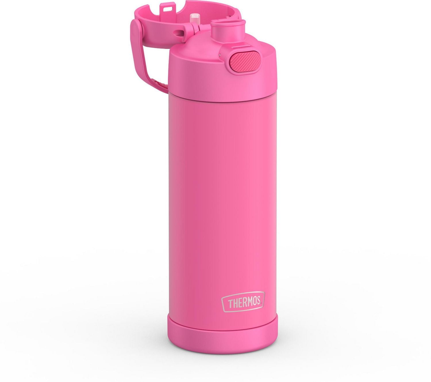 Thermos Kids Bouteille d'eau isotherme en acier inoxydable avec bec verseur et couvercle, 29,5 ml, rose vif Bouteille de 16 onces