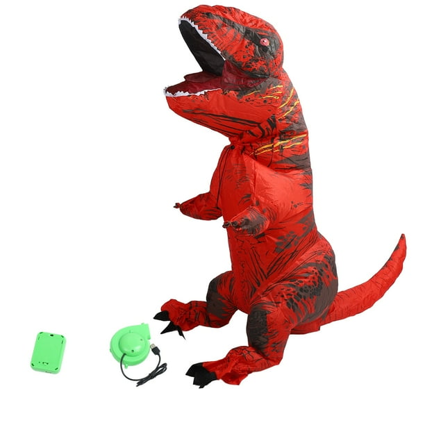 Disfraz de dinosaurio T-Rex inflable para Halloween, cosplay, fiesta, Navidad, niño, 120-140 cm, rojo