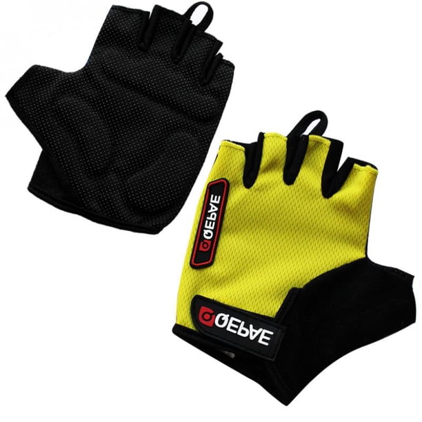 Ciclismo bicicleta bicicleta prueba de golpes deporte sin s medio guante S-XXL M Amarillo Cola Guantes de ciclismo