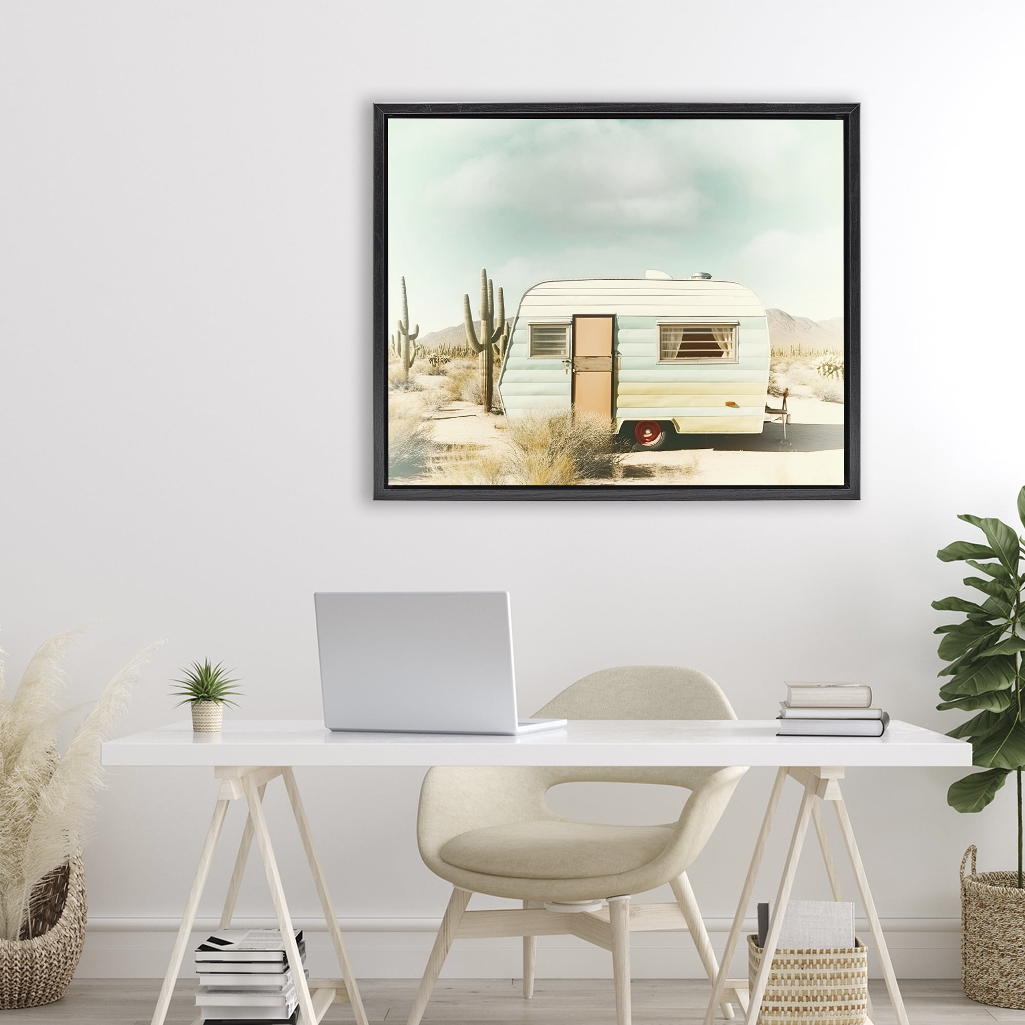Desert Trip Vintage Black Framed Floater Canvas Wall Art, design by Decent Exposures
