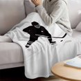 thumbnail image 3 of Modern Hockey Blanket Soft Cozy Warm Throw Blanket for Couch, Plush Fuzzy Flannel Fleece Blankets for Sofa, Abstract Minimalist Black Grey Bed Blankets Lightweight Gifts for Women, 40"x50", 3 of 9