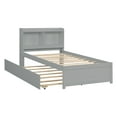 thumbnail image 2 of Danolapsi Twin/Full Size Bed With Trundle, Pine Wood Twin/Full Platform Bed Frame With Headboard Bookcase And Storage Shelves For Bedroom, No Box Spring Needed, Easy Assembly, 2 of 7
