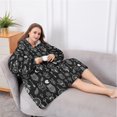 thumbnail image 5 of Oversized Wearable Blanket Hoodie,Black White Gothic Dreamcatcher Owl Skull Pattern Sherpa Blanket Hoodie with Super Pockets,Super Warm Fuzzy Pullover for Women & Men, 5 of 6