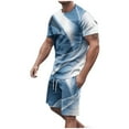 thumbnail image 1 of Mens Pantalones Casuales Cuello Redondo Impresión de Manga Corta Blusa Y Pantalones Cortos Traje, Pantalones de Traje para Hombres, 1 of 7