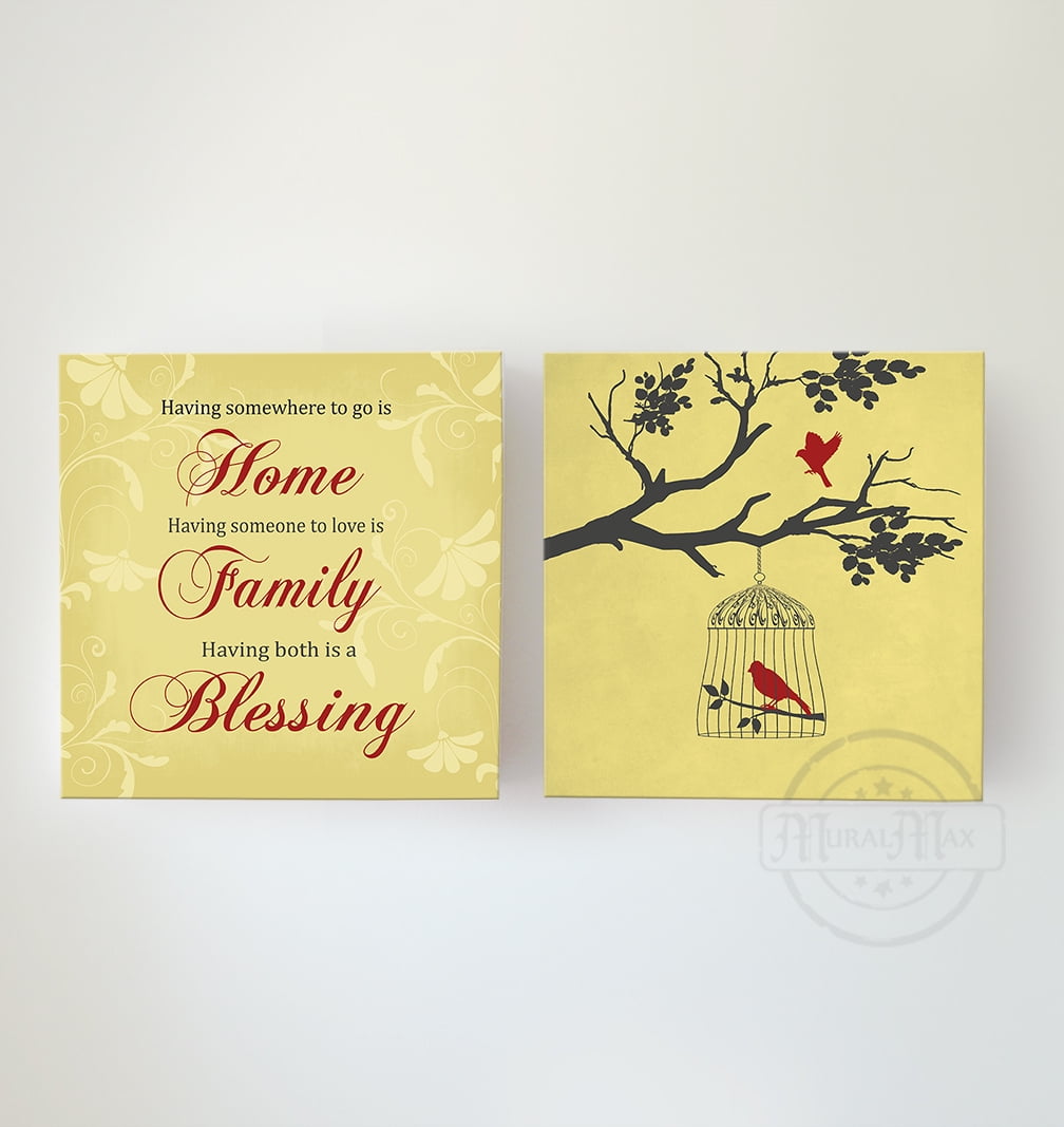 MuralMax Home Family Blessing Inspirational Bible Verse Canvas Lovebird Tree Wall Decor