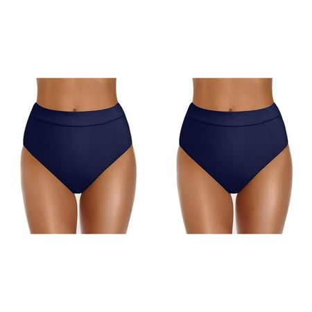 2 Pack Women High Waisted Bikini Bottoms High Cut Swim Bottom Full Coverage Swimsuit Bottom Sports Yoga Shorts Skirt Swimbottom High Waist Full Coverage Bikini Bottom Board Shorts Women s Swimwear