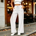 thumbnail image 5 of Vynhevius Women Wide Leg Pants Solid Drawstring Waist Dual Pockets Pleated Casual Loose Trousers, 5 of 7