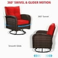 thumbnail image 2 of GAZEBETER 3 Pieces Outdoor Swivel Gliders Rocker Set,Patio Rattan Wicker Chairs Furniture Set with Table and Cushions,All-Weather Conversation Set for Patio Backyard Porches or Garden,Red, 2 of 13