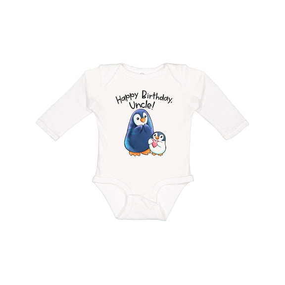 Inktastic Happy Birthday, Uncle Cute Penguins Boys or Girls Long Sleeve Baby Bodysuit