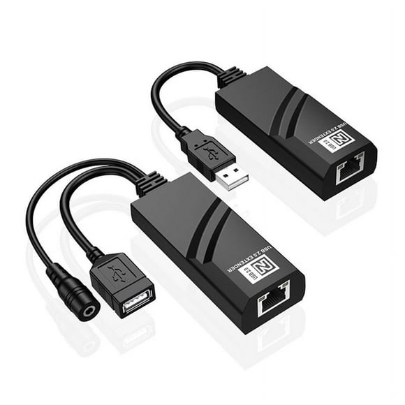USB 2.0 Extender over Cat5 Cat5E Cat6 Ethernet Cable Transfer Up to 100M RJ45 Receiver with DC5V/2A Power Adaptor (US),1 x USB Extender(TX & RX) 1 Adapter 1 x USB Cable,Black