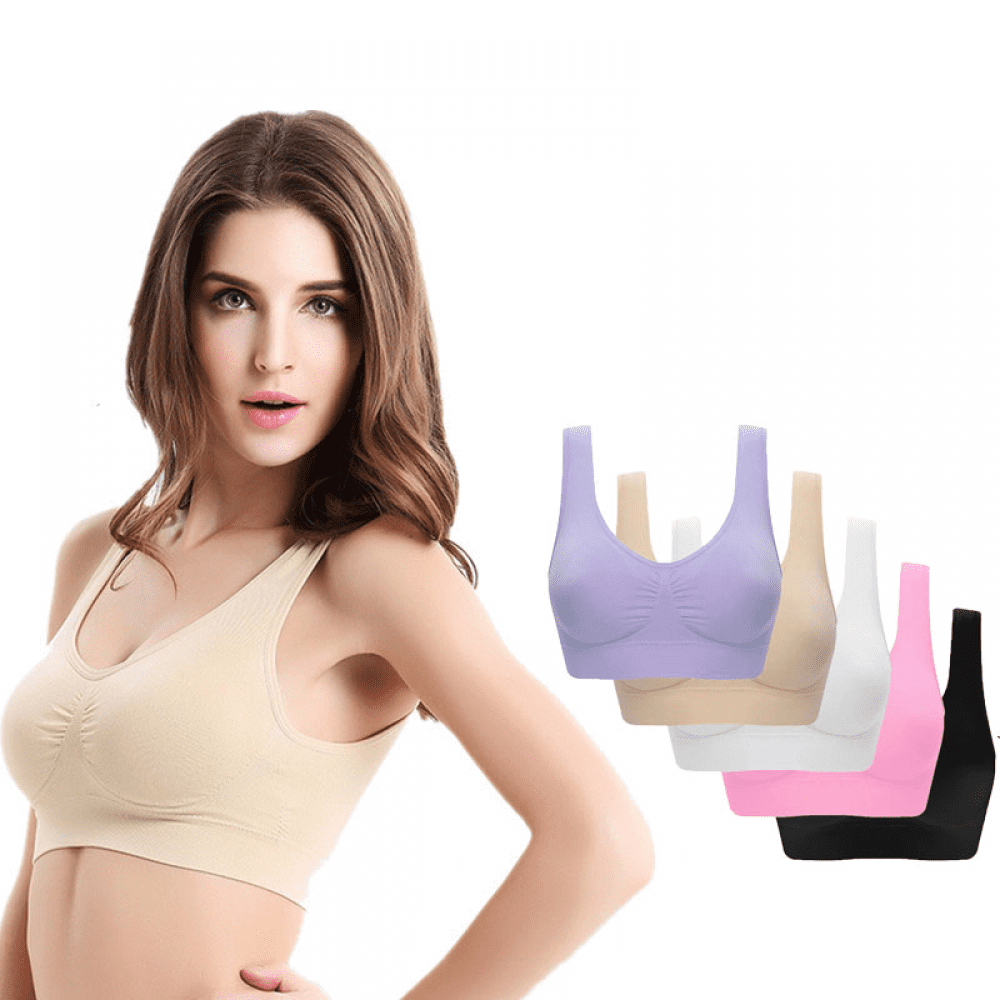 5pcs Women Full Coverage Bra Sports Bras Pure Color Plus Size Ultra