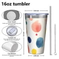 thumbnail image 4 of 16oz Tumblers Colorful Polka Dot Pattern Stainless Steel Vacuum Insulated Double Wall Travel Tumbler Cups Mug with Lid and Straw,Cleaning Brush for Coffee,Tea, 4 of 4