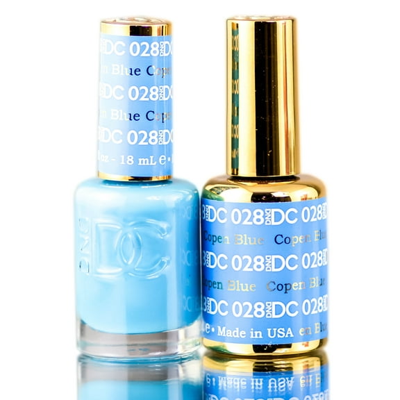 DND DC Blues & Greens GEL POLISH DUO, Gel Lacquer 0.5 oz   Matching Nail Polish Color 0.5 oz, Daisy Nails - Copen Blue (028)
