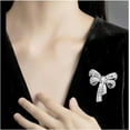 thumbnail image 2 of Rhinestone Bow Brooch Pin for Women Shiny CZ Crystal Pearl Dangling Ribbon Bow Knot Lapel Pins Wedding Party Dance Banquet Dress Suit Shirt Scraf Clip for Clothes Accessories Jewelry, 2 of 6