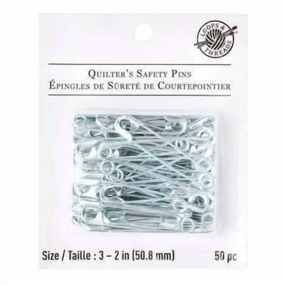 12 Packs: 50 ct. (500 total) 2" Silver Quilter's Safety Pins by Loops & Threads™