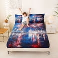 thumbnail image 3 of Manfei Oil Painting City Night Bed Sheets, July 4th Fireworks Full Size Sheets, Red White Blue, Black Reversible 4-Piece (1 Flat Sheet, 1 Fitted Sheet and 2 Pillowcases), 3 of 6