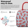 thumbnail image 3 of Lunch Bag Lunch Box for Women Reusable Insulated Lunch Bags,Water-Resistant Red Lobster Animal Pattern on Blue Stripes Cooler Lunch Tote Bag, Large Capacity for Work Travel Picnic, 3 of 6