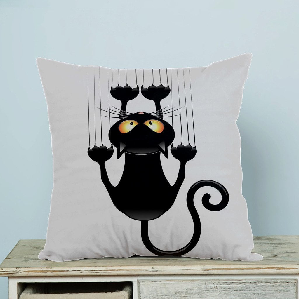 GCKG Cute Black Cat Pillow Case Pillow Cover Pillow Protector Two Sides
