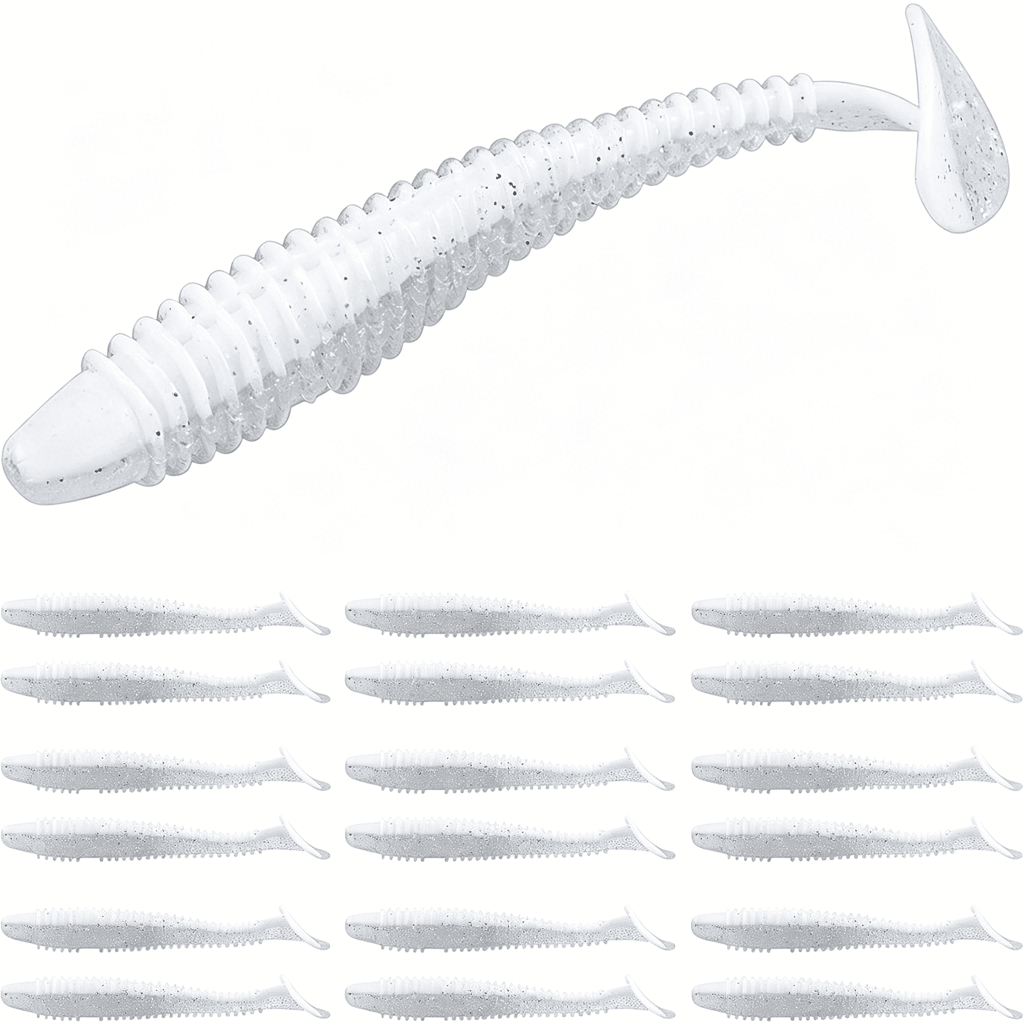 BESTSKY Swimbaits Paddle 10/20/30/40PCS 5/4/3/2 Inchs Paddle Tail Soft Lure for Trout Crappie Bass Durable Plastic Bait Swimmer for Saltwater/Freshwater Fishing Lover s Gift