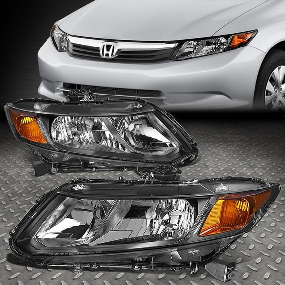 NUVISION for 12-15 Honda Civic Black Housing Amber Corner Headlights