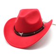 thumbnail image 1 of Chapeau de Cowboy Western en Feutre Rouge, 1 of 1