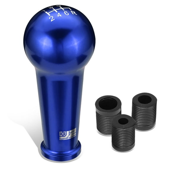 J2 Engineering J2-SK-005-BL Universal Fits 6-Speed Manual Transmission Ball Teardrop Style Shift Knob & Thread Adapters Blue