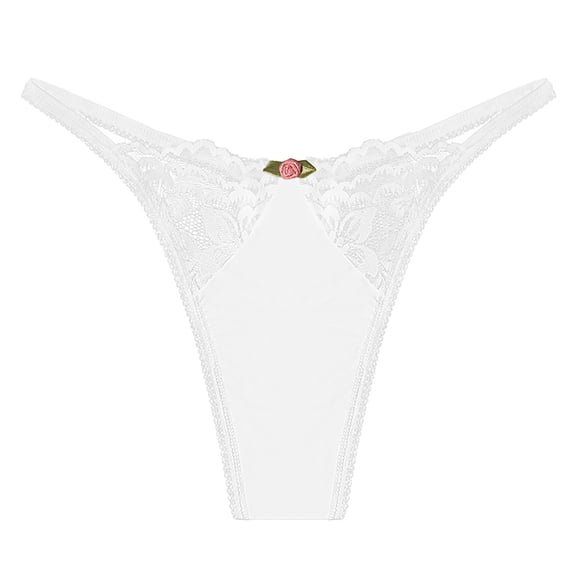 Panties for Women,Smooth Lace Thong Panties T-Back Breathable Comfortable Underwear,Womens Underwear,White,L