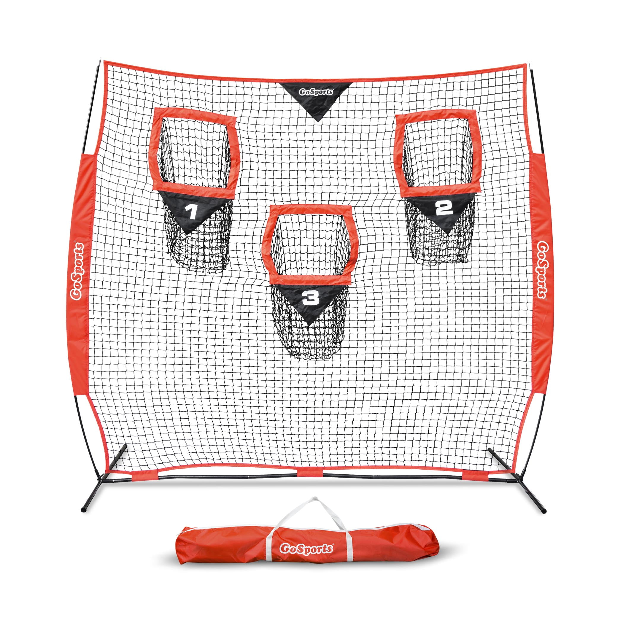 GoSports Football Trainer Throwing Net Choose Between 8' x 8' or 6' x 6' Nets Includes Foldable Bow Frame and Portable Carry Case Improve QB Throwing Accuracy 