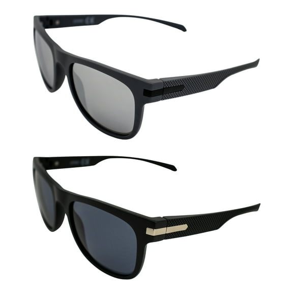 AlterImage Crash Sports Fashion Retro Sunglasses for Men or Women 2 Pair Gray & Black Frames w/Metal Accents Flash Mirror & Smoke Lenses