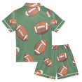 thumbnail image 2 of FORMRS Kids Short Sleeve Top and Pants Pajama Set Unisex Satin 2-Piece Sleepwear, Sizes 11-12Y, Green American Footballs, 2 of 8