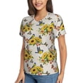 thumbnail image 2 of Xecao Bird Sunflowers for Women's V-Neck T-Shirts-Elegant Half-Sleeve Tops Perfect for Summer-Small, 2 of 5