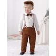 thumbnail image 4 of Baby Boy Clothes Gentleman Outfit Suits Bowtie Romper Shirts Suspender Pants Hat Bowtie 0-18M 4pcs, 4 of 18