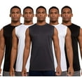 thumbnail image 2 of 5 Pack: Men's Active Dry Fit Moisture Wicking Muscle Sleeveless Athletic Performance Workout Stretch Tank Top Medium, Assorted, 2 of 7